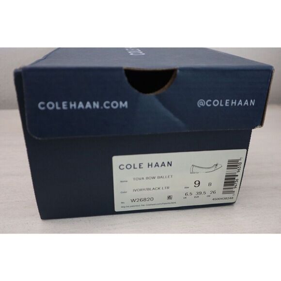 Cole Haan W26820 Women's Sz 9B Ivory/Black Leather Tova Bow Ballet Flats - Picture 11 of 11